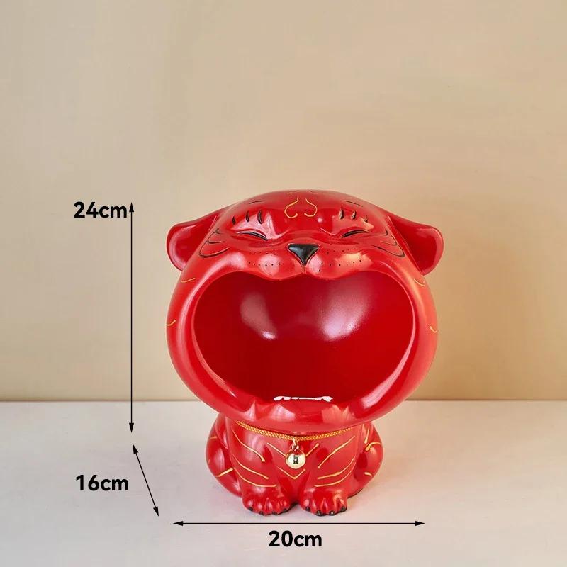 Cute Tiger 2022 Lucky Cat Figurines Money Box Tray Snack Food Storage Holder Desk Ornaments Chinese New Year Home Decoration