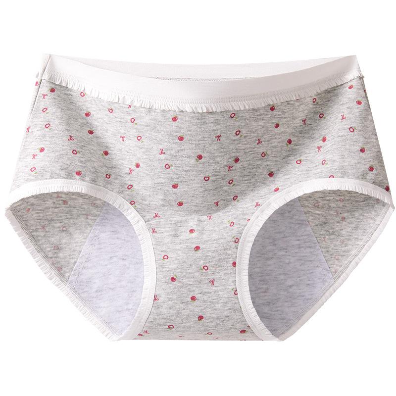 Girls Spring and Autumn New Floral Pure Cotton 10A Antibacterial Crotch Breathable Physiological Period Waist Triangle Briefs
