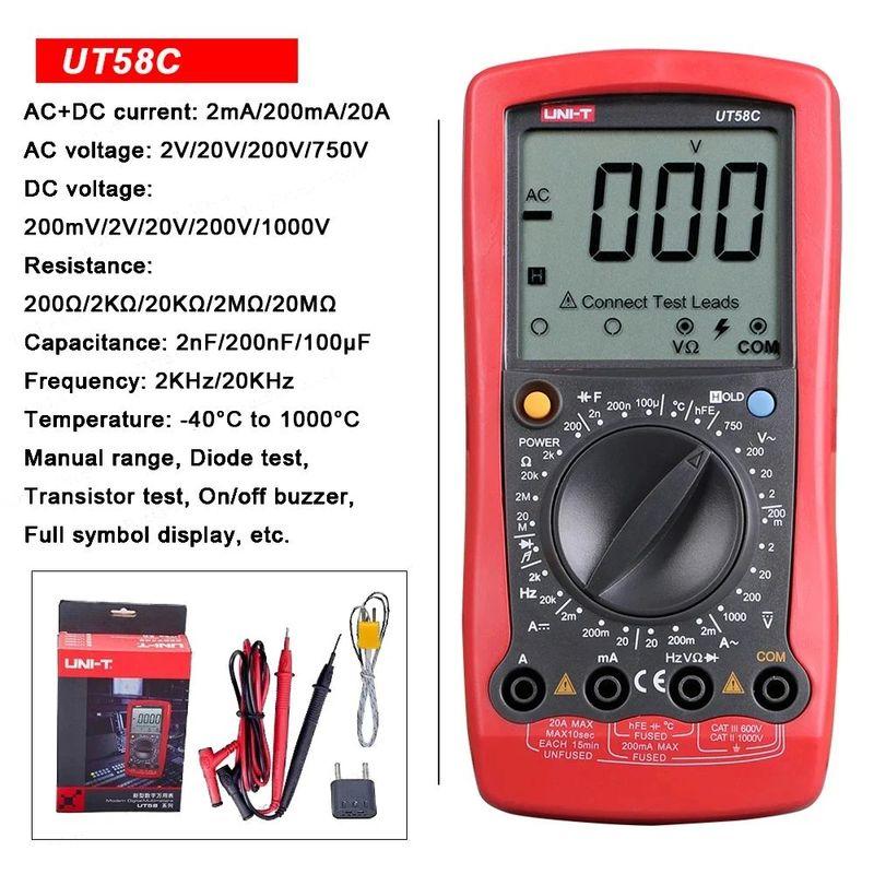 UNI-T UT58A UT58B UT58C UT58D UT58E Professional Digital Multimeter High Accuracy Multi Function Electrical Measuring Tool