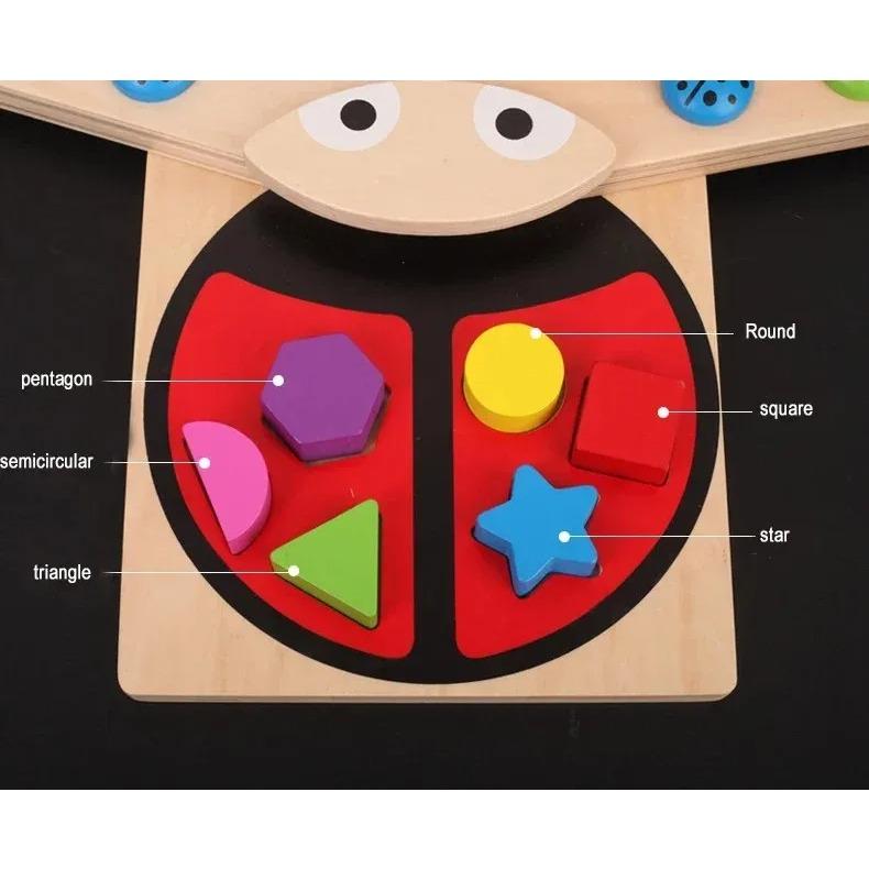 Giocattoli 3D in Legno Gioco di Pesca Magnetico Forma di Coccinella Abbinamento Blocchi da Costruzione Gioco Puzzle Animali Educazione Precoce