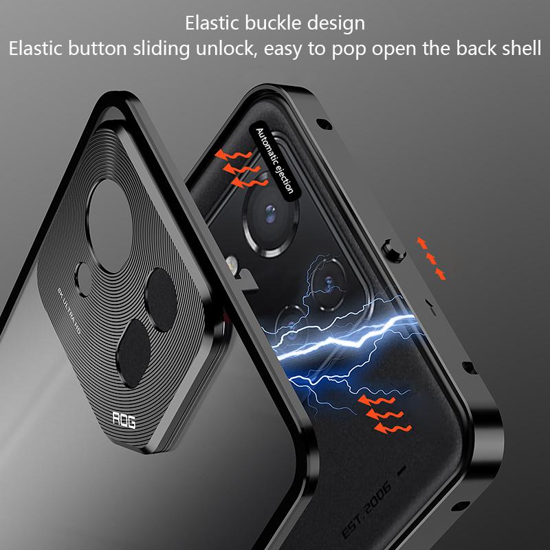 

For Asus ROG Phone 8 5G/8 Pro 5G Case Snap Lock Metal Frame PC Back Matte Phone Cover Tarnish