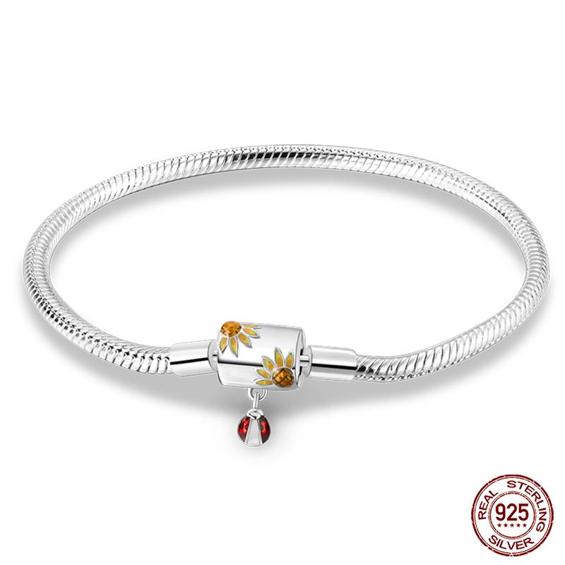 925 Silver Snake Chain Heart Butterfly Cat Claw Bracelets Fit Pan Charms Beads Fashion DIY Jewelry Gift Making