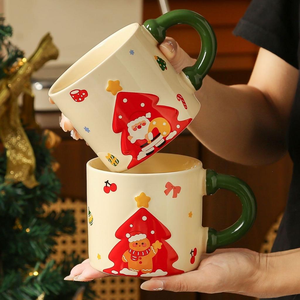 Christmas Mugs Santa Claus Ceramic Cups Household Water Cups  Creative High Appearance Level  Christmas Gifts Souvenirs