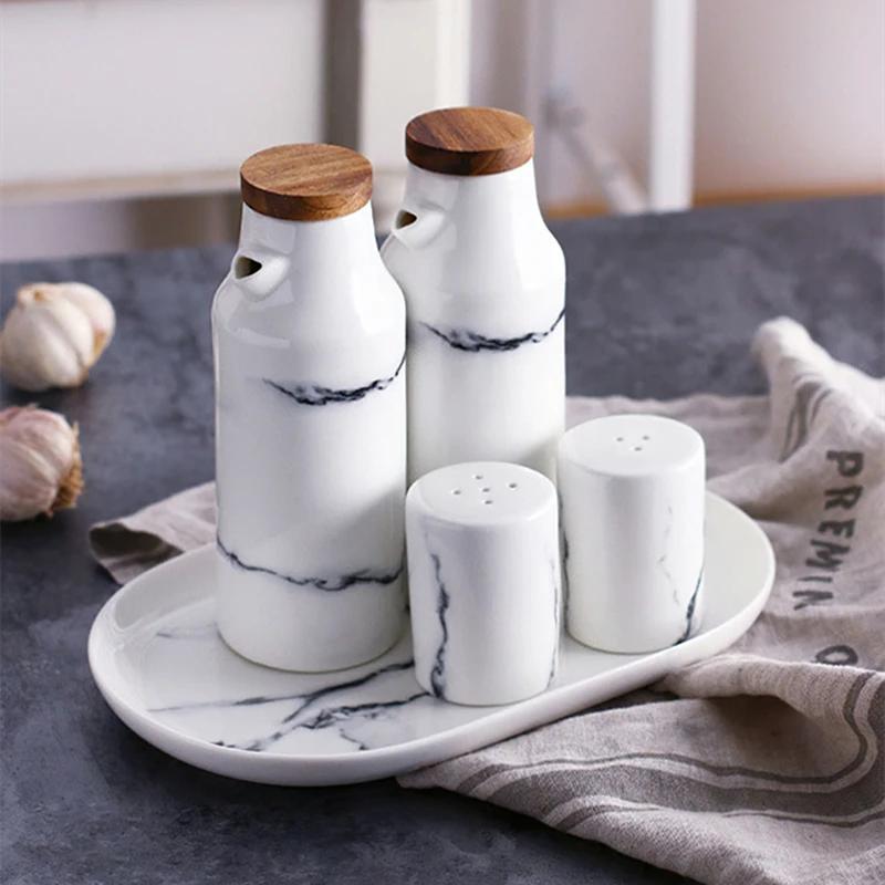 Recipiente de Cerâmica para Especiarias Marbling Garrafa de Temperos Estilo Nórdico Criativa Garrafa de Pimenta Utensílios Domésticos de Cozinha Pote de Temperos