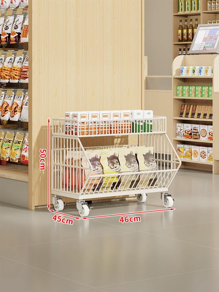 Multi-Layer Snack Display Rack with Wheels for Supermarket or Convenience Store