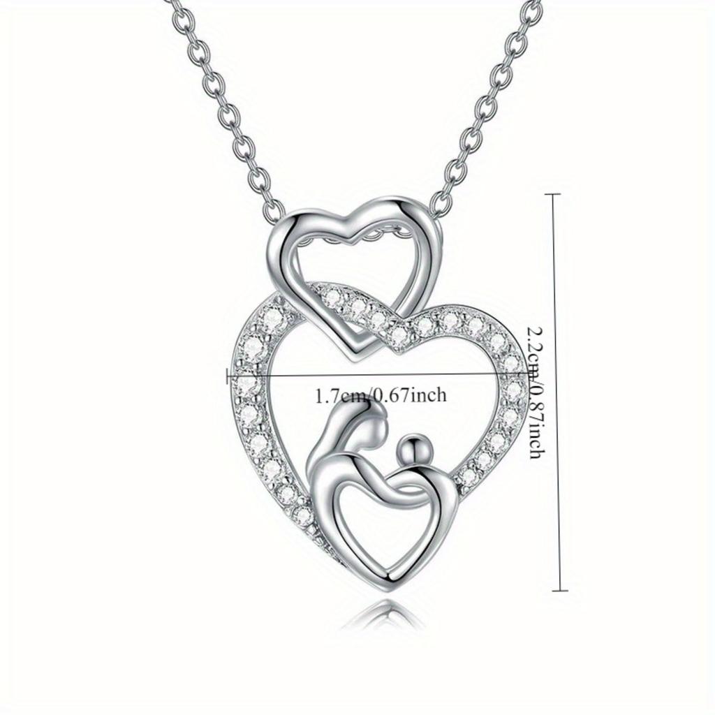 Double Heart Pendant Necklace Sentimental Sparkling Jewelry