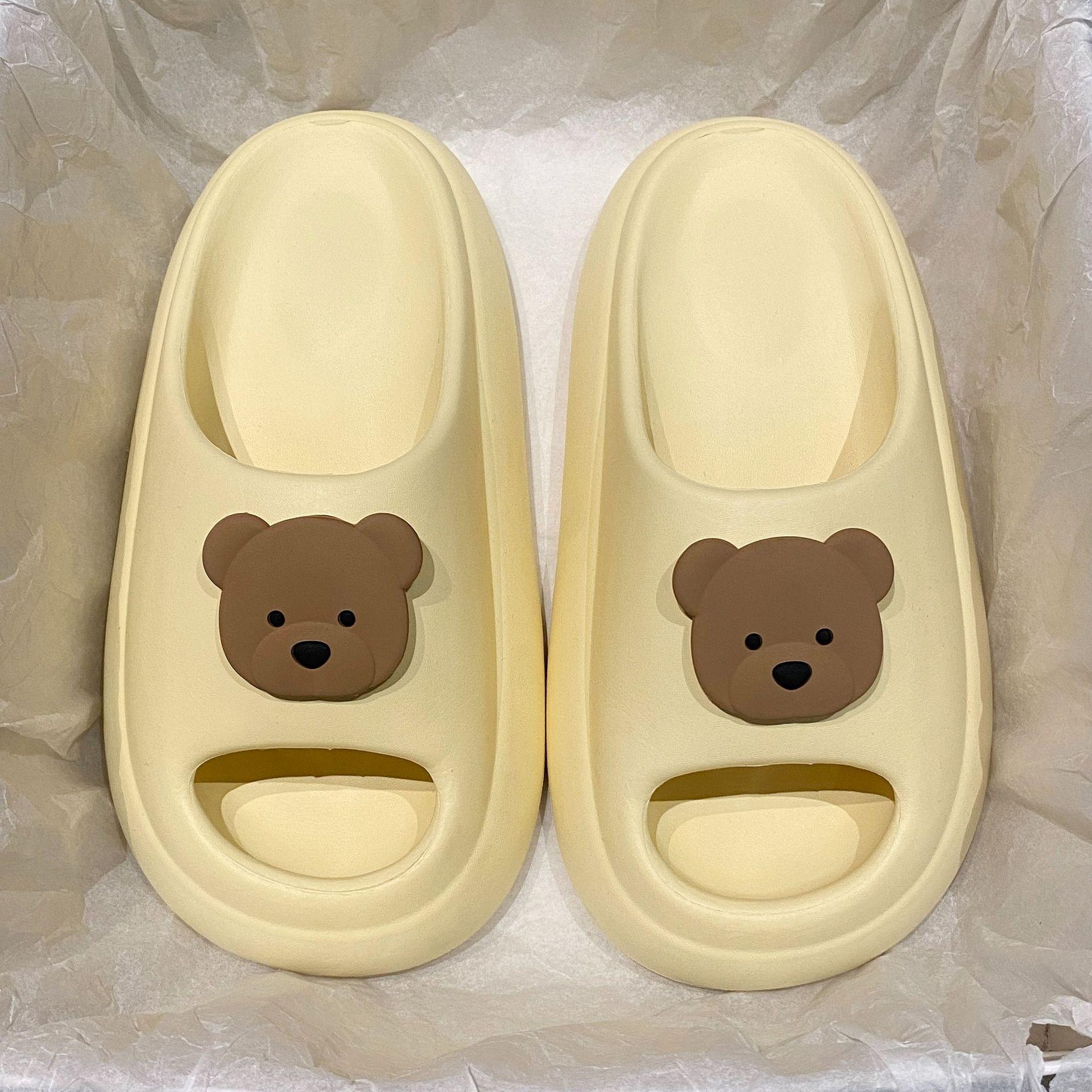

Тапочки EVA Cartoon Bear 2025 Весна и лето Нескользящие пляжные шлепанцы Женские удобные мягкие домашние тапочки Cloud 40-41 жёлтый