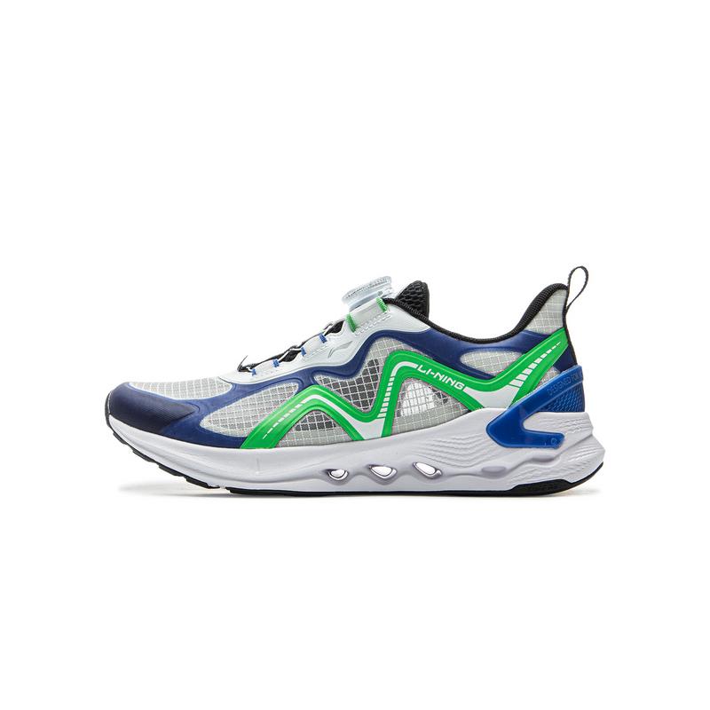 Li Ning Kids PU Versatile Comfortable Non-Slip Wear-Resistant Low-Top Running Shoes Men Running Shoes White Blue Green YKFV040-5