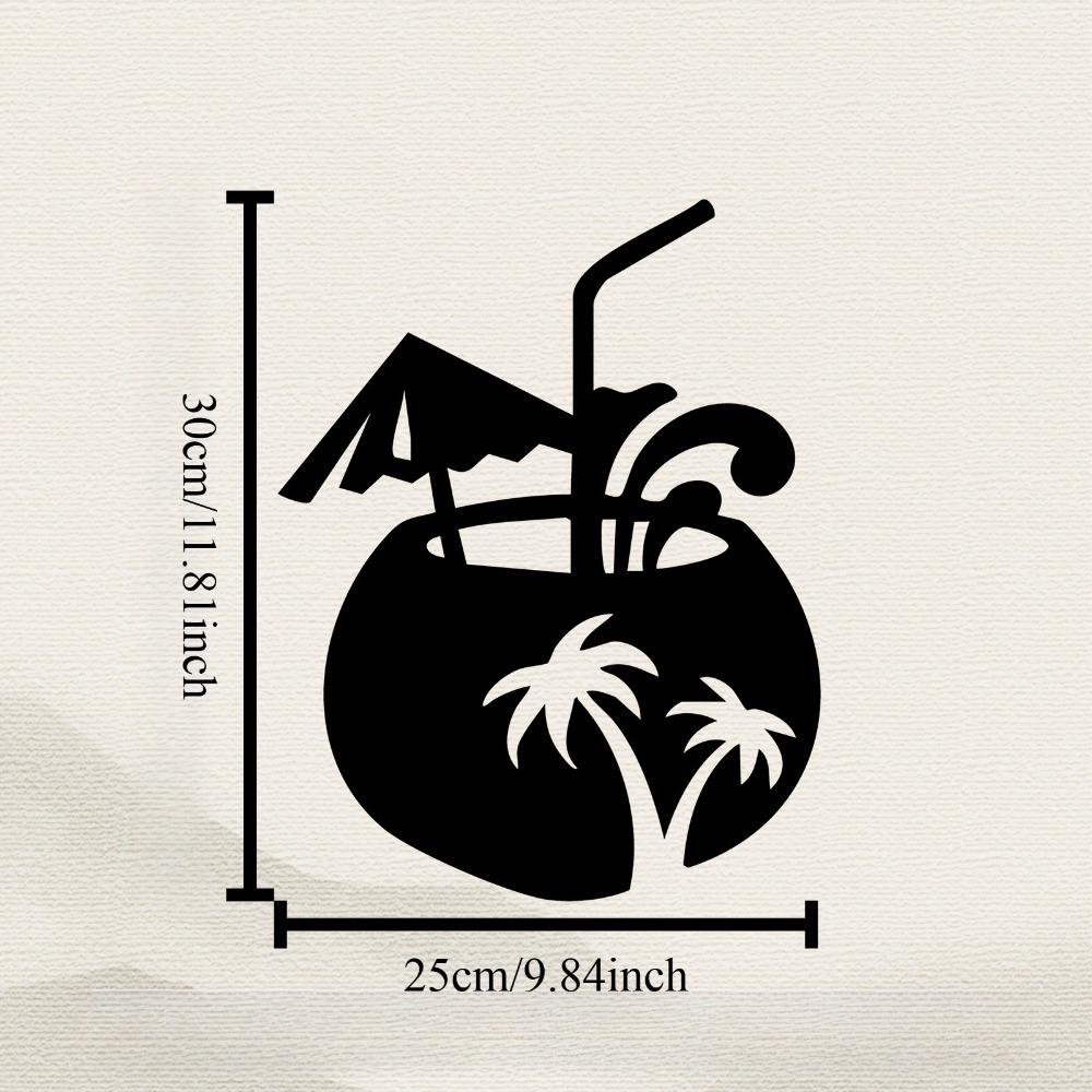 

1pc Metal Coconut Palm Wall Art Iron Tree Sculpture Tropical Beach Decor for Patio Garden Fence Poolside Entryway Summer Gift 12in