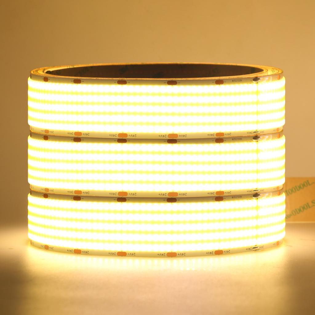 1600Leds/M Super Brighter DC 12V 24V COB Strip 3000K 4000K 6000K IP21 Not Waterproof Home Decor Flexible Ribbon Rope LED Light