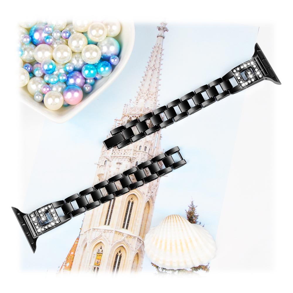 For Apple Watch Series 10 42mm/9 8 7 41mm/SE (2023) SE (2022) SE 6 5 4 40mm/3 2 1 38mm Watch Band G-Shape Rhinestone Decor