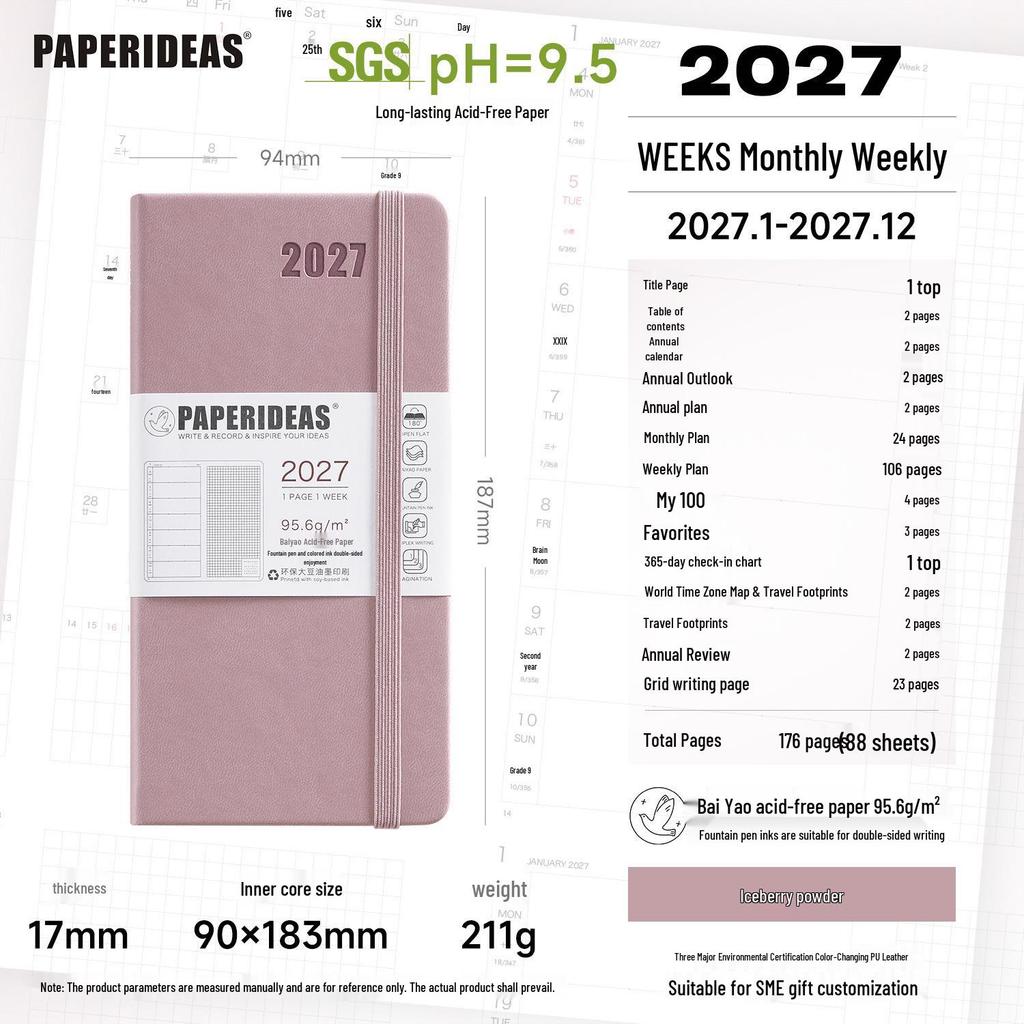 2026 Portable Weekly Planner: Leather-Covered Diary & Time Management Book