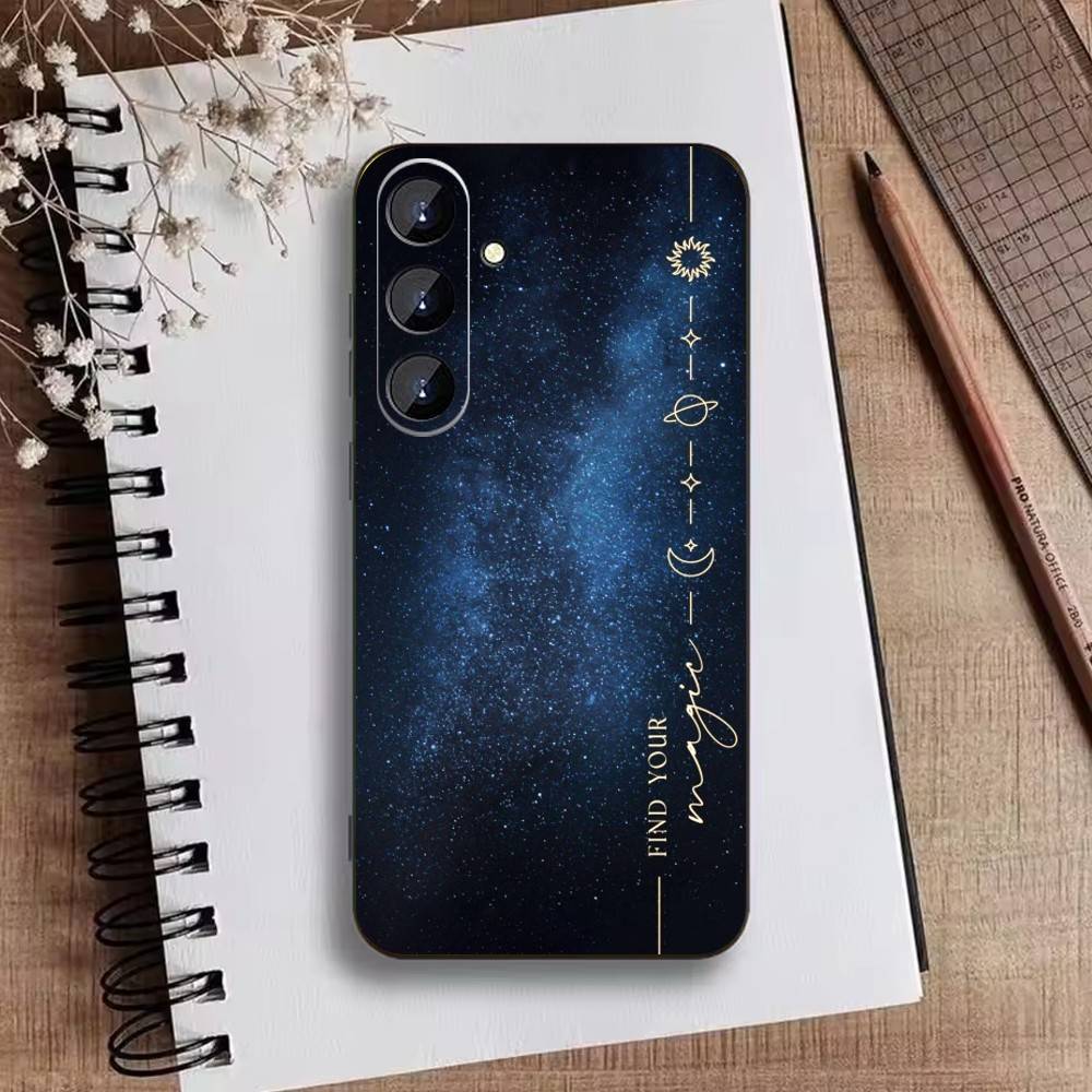 Dark Space Astrology Mountain Phone Case For Samsung Galaxy A73,A21s,A22,A31,A52,A53,A71,A41Soft Black Shell