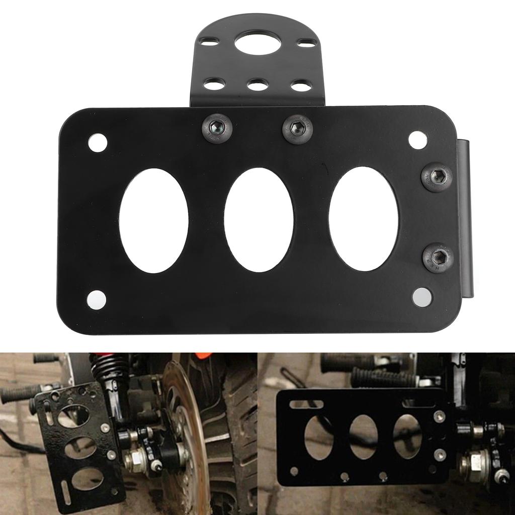 Portatarga Moto Supporto Staffa Montaggio Laterale Luce Posteriore Lega di Alluminio TelaioNero