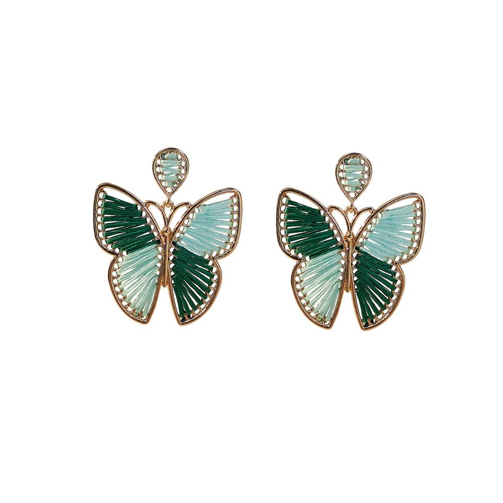 Bohemian Handmade Woven Earrings with Butterfly Design for Women, Vacation Style