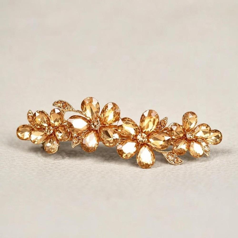 Rhinestone Spring Clip Hairpin Large Size Back of Head Half-tied Hairpin for Women