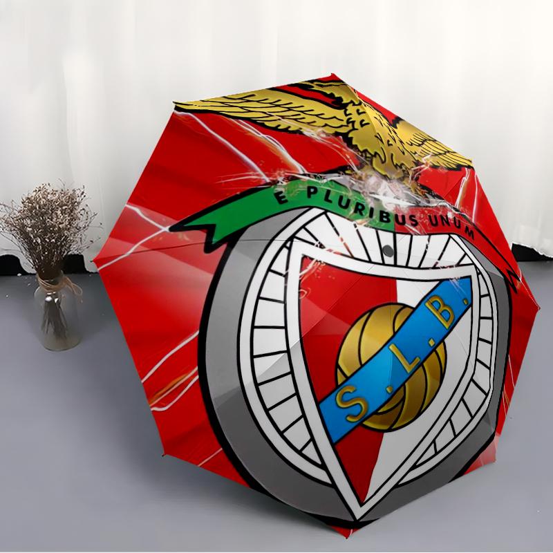 Benfica FC Fashionable Automatic Opening/Closing Folding Umbrella. Portable and Foldable, Ideal for Gift, Travel, and Daily Use.