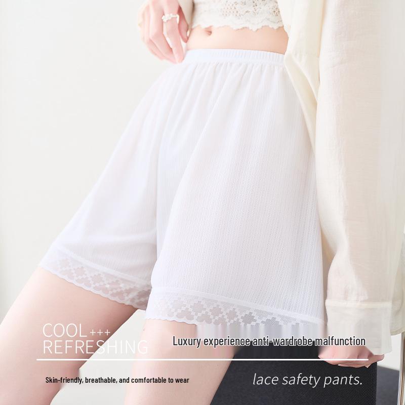 Women's Lace Trim Safety Shorts: Lightweight, Breezy Summer Wear, Prevents Accidental Exposure, Ideal for Outdoors and Home.