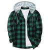 Plaid Pattern Men's Long Sleeve Hooded Shirt Jacket With Chest Pocket, Men's Casual Fall And Winter Coat