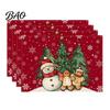 Christmas Table Mat 4Pcs Linen Placemat Set, Cartoon Snowman Gingerbread Gnome Durable Mats Mat, Heat Resistant Place for Holiday Party Placemats