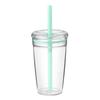 Water Cup with Lid And Straw 450ML BPA-Free Reusable Iced Coffee Cup Clear Plastic Drinkware for Tea Smoothies