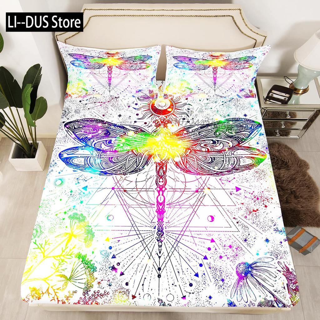Comforter Colorful Dragonfly Wing Queen Size Bedding Set For Kids Teens Adult Comforter Decoration 3 Pcs Bed Set