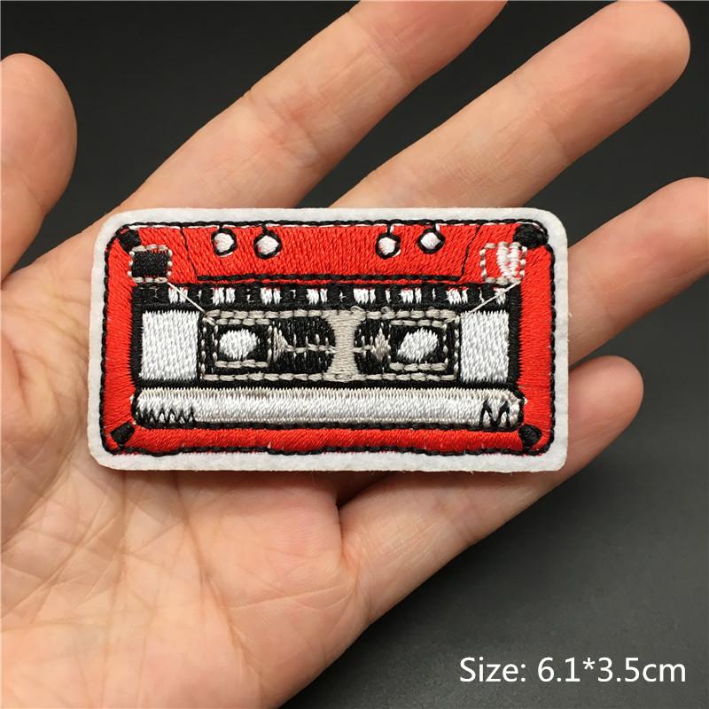 Flame Guitar Rock Embroidered Patches On Clothes Music Disco Headset Dj Punk Stripes Iron On Patches For Clothing Diy Appliques