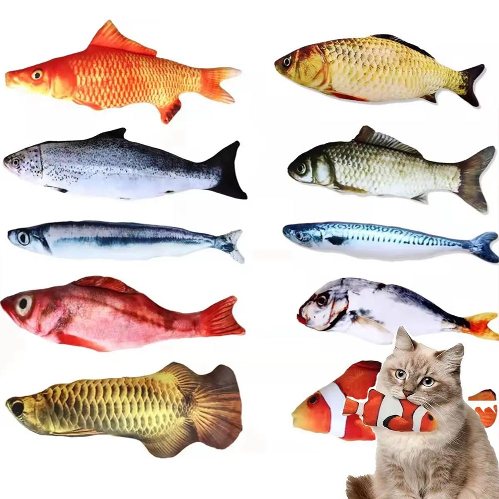 3D Fish Shaped Simulation Interactive Cat Toy Soft Plush Interactive Chew Toy for Cats Funny Teasing Doll Pet Supplies