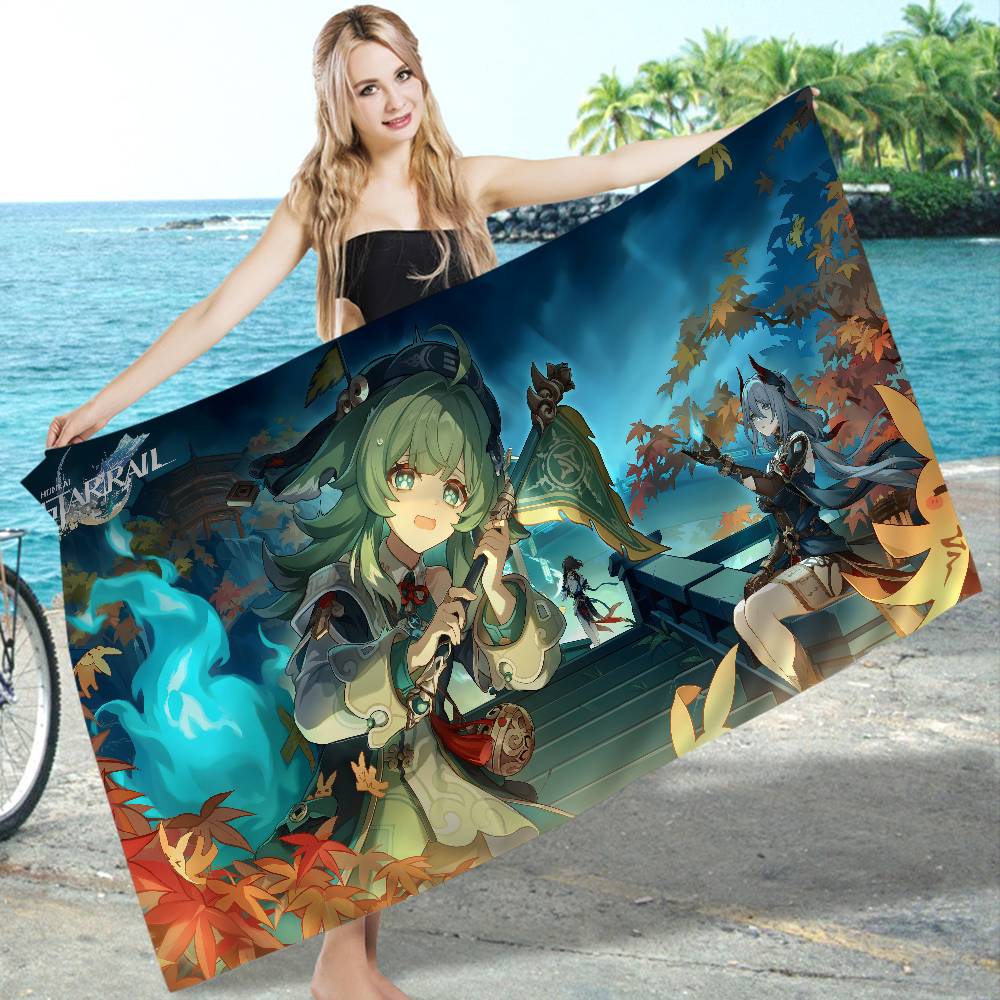 Honkai Star Rail Anmie Beach Towel Colorful Bath Towels For Girl Microfiber Quick Dry Custom Sand Free Beach Yoga Spa Gym Pool