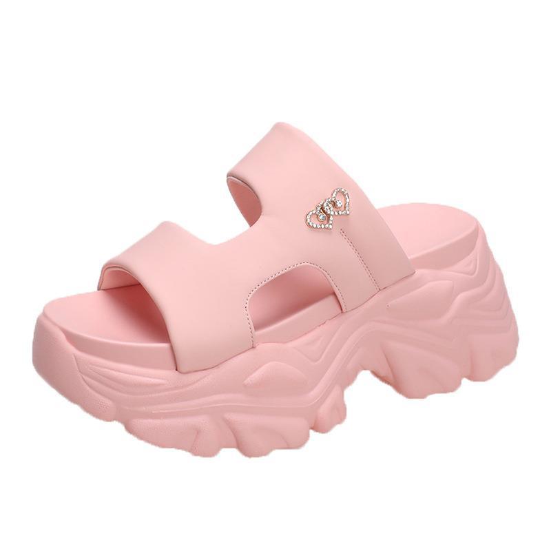 Thick-bottomed fashion cool slippers for women, muffin bottom casual one-word slippers for women