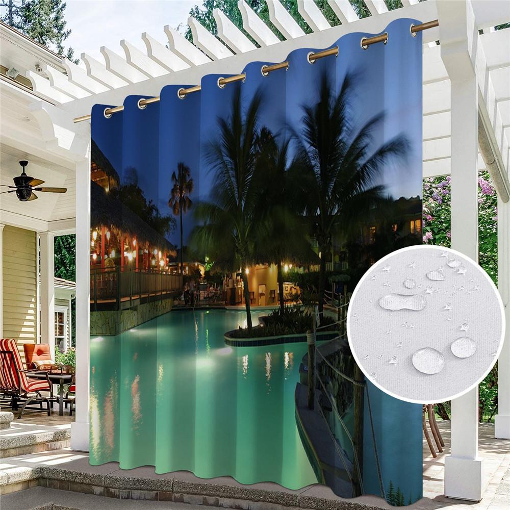 Terrassen Vorhänge Outdoor Wasserdicht Thermisch Isoliert Vorhang Gartentür Pool Hütte Pavillon Laube Pergola Vorhänge Lichtblockierend Hergestellt Aus Polyester