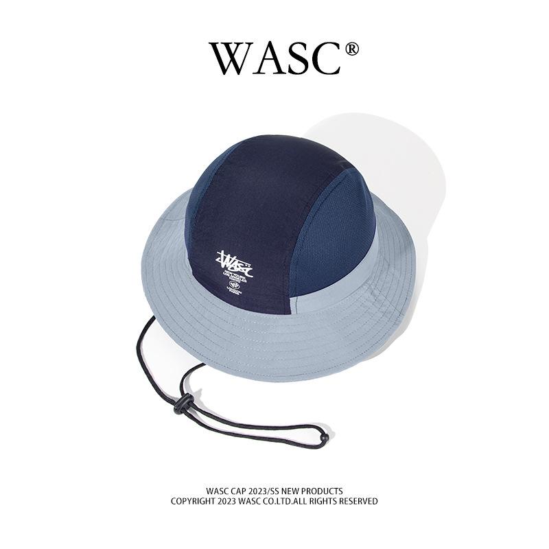 Quick-drying bucket hat Outdoor mountain climbing color matching Embroidered mountaineering hat Adjustable rope Curling basin hat Shade surf hat