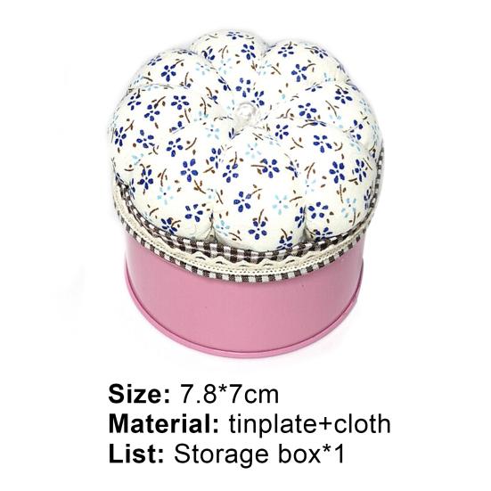 Needle Cushion Box Soft Multi-use Fabric Creative Flower Pattern Pin Cushion Box for Home