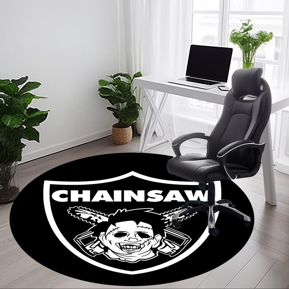 1pc Chainsaw Skull Office Round Area Rug, Under Office Chairs Bedroom Living Room Home Decor, Room Deco, Available in Various Sizes