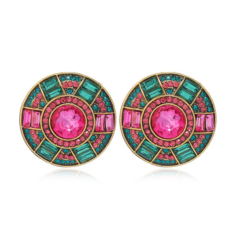 Retro Trend Diamond Necklace Earrings Set  For Women