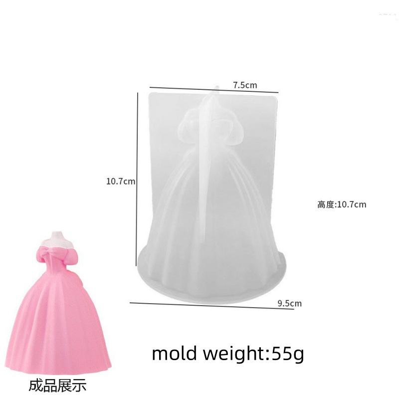 

3D Длинная юбка Свадебная свеча Силиконовая форма Сделай сам Ароматерапия Гипс Украшение платья Форма для шоколадного торта Свадебный подарок Поделки