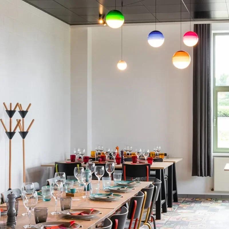 Modern Glass Ball Pendant Light Led Chandelier Home Appliance Room Decor Lamp for Bedroom Gradient Indoor Lightings Fixture