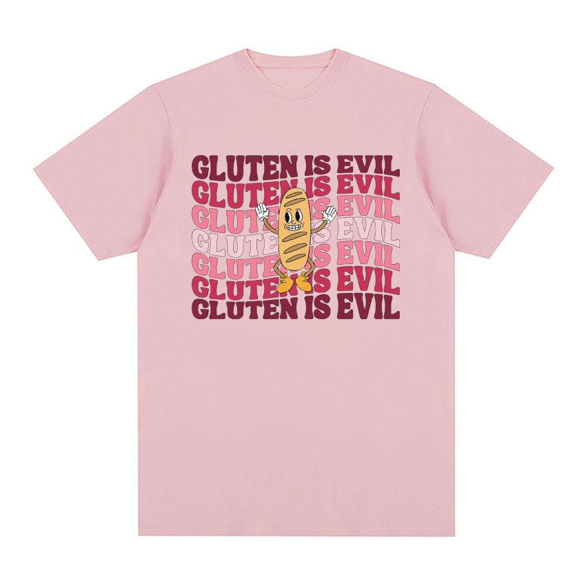 Gluten Is Evil Funny Meme T Shirt Retro Gluten Intolerant Women Tshirts Unisexs Fashion Gothic 100 Cotton Oversized Tshirt Tops