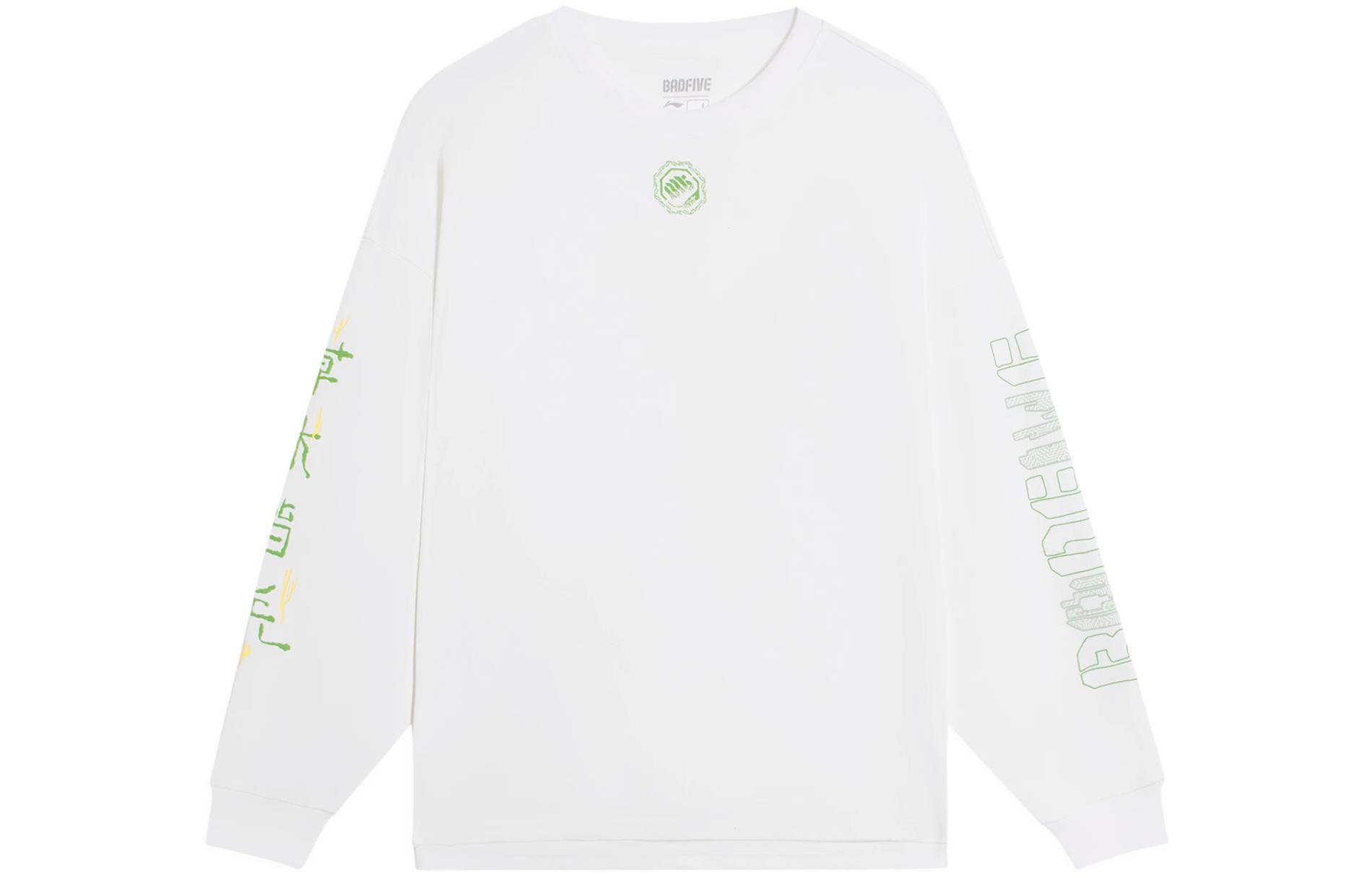 Li Ning BADFIVE T Shirts Unisex White Crew Neck Moderate Straight Fit AHSS727-1 XL