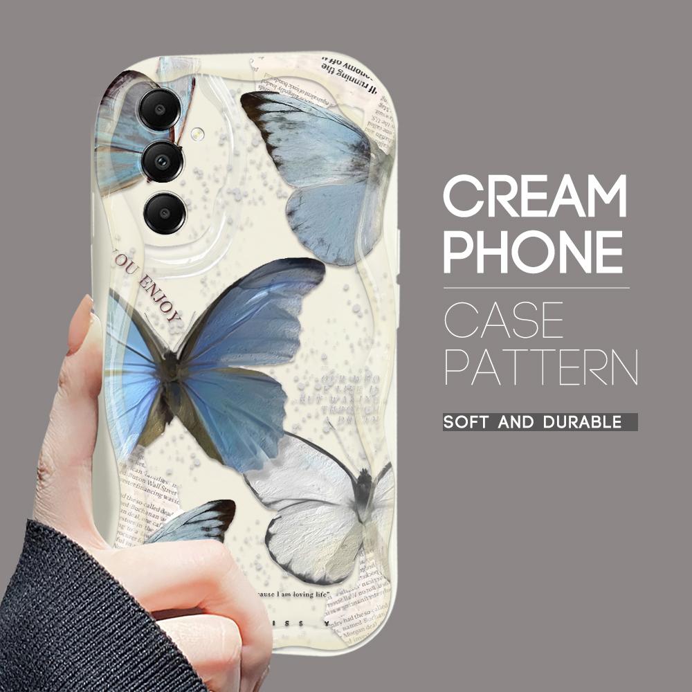 

Милый мультяшный узор, кремовая текстура, мягкий силиконовый чехол с волнистыми краями, чехол для телефона Samsung Samsung M54 5G белый