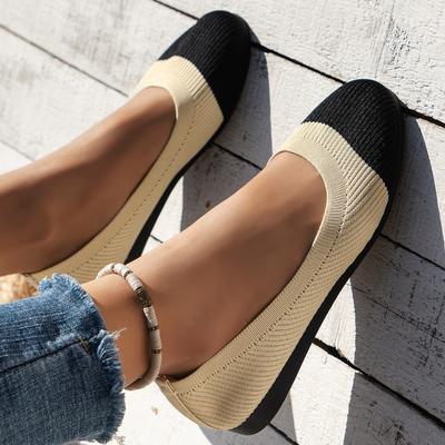Autumn Fashionable Slip-on Mesh Breathable Flat Shoes 2024 New Lightweight  Casual Women's Color-blocked Round-toe Loafers