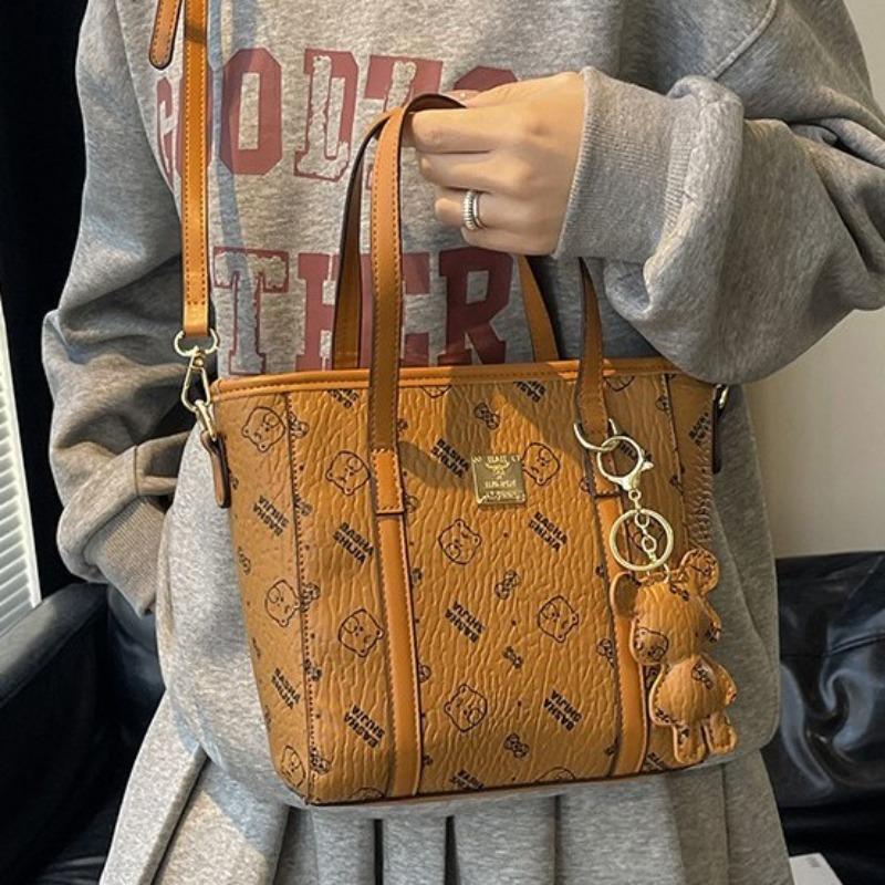 Premium feeling hand carrying bucket bag women's spring new small print shoulder bag niche design tote bag