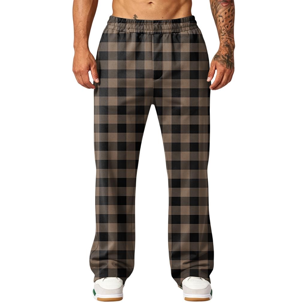 Men's Wide Leg Jogger Pants with Pockets - Printed Casual Athletic Sweatpants for Daily Wear
