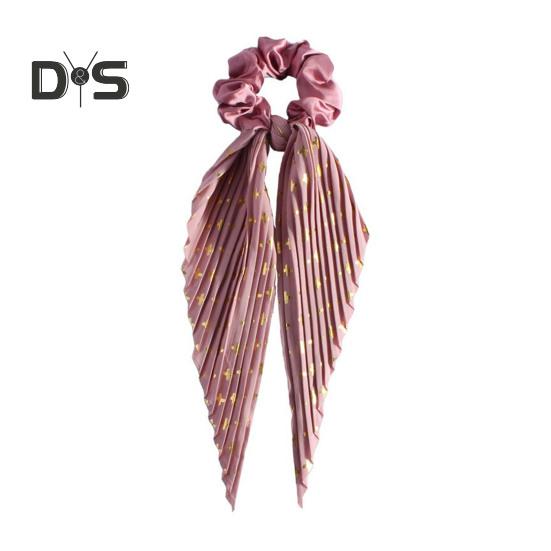 

Лента для волос с бантом, декоративная плиссированная тканевая резинка для волос, укладка фиксированных волос, без плавающего кольца для волос, модные аксессуары для волос горячий розовый