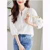 Embroidered White 3/4 Sleeve Hollow Summer Top - Slim Fashion Design, Loose Fit