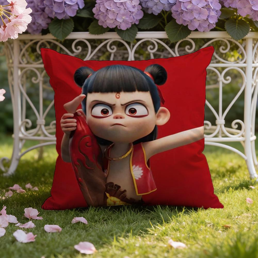 Animated Movie Nezha Cushion Cover Home & Car Dual-Scene Pillow Cover: Reversible for Premium Comfort