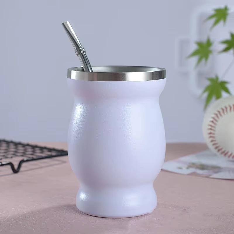 Sada šálku na Yerba Maté 240 ml Nerezová ocel Obsahuje dvojitý čisticí kartáček Slámka Izolovaný šálek proti opaření Domácí čajová souprava