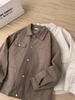 2026 Spring/Autumn Men's Retro Solid Color Loose Shirt - Japanese Streetwear Casual Jacket