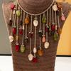 Bohemian Personalized Colorful Crystal Waterdrop Tassel Pendant Necklace for Women Daily Wear Beach Party Suitable