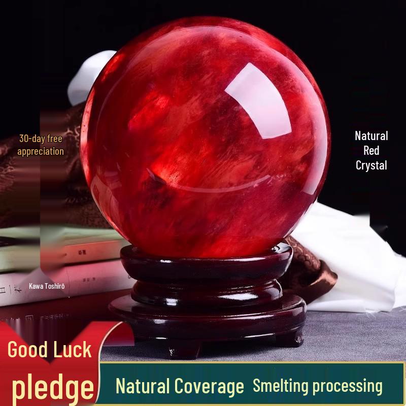 

Polished Red Crystal Ball Ornament for Home or Office Decor 3cm